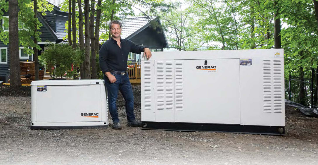 Platinum President Adam Wachtel Standing in Front of Home Standby Generators